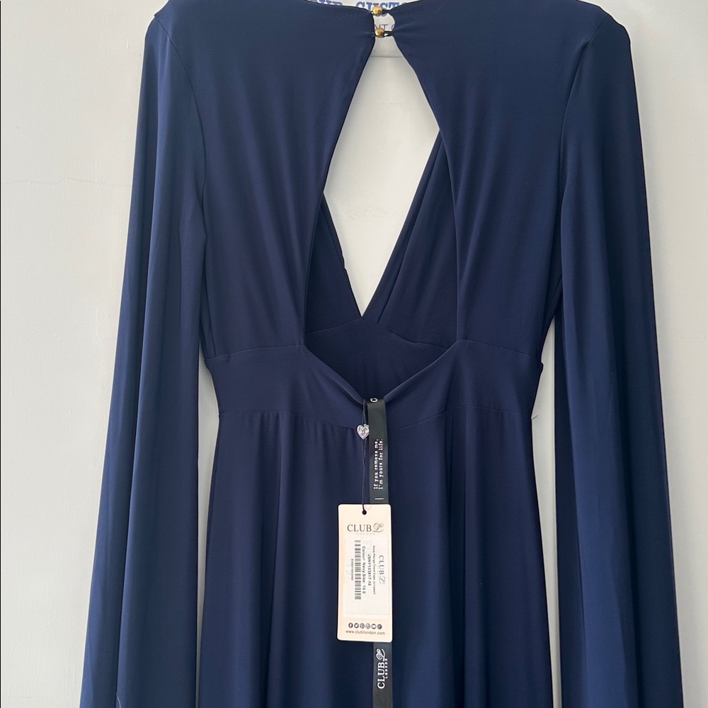 BNWT Navy Plunge front Cape Jumpsuit - Picture 4 of 11